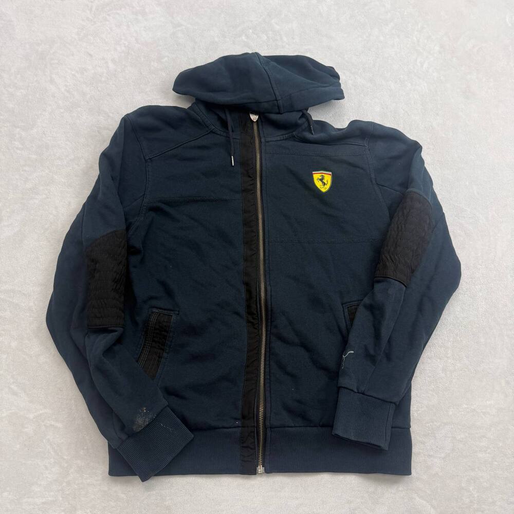 Ferrari Puma Shield Men's Navy Full Zip Hoodie Size S Sport Lifestyle Racing